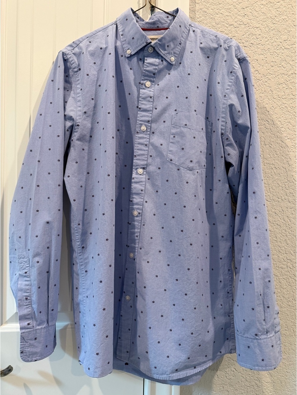 Goodthreads Men's Long Sleeve Button-Down Shirt LT Blue with Pattern